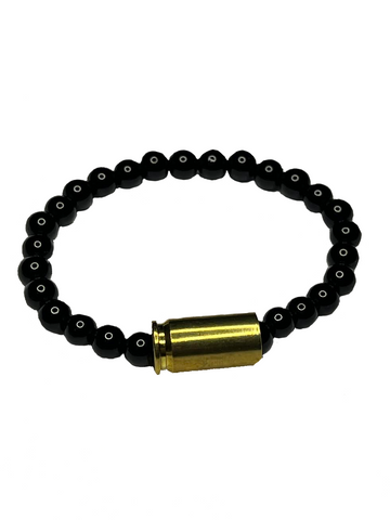 LOCKANDCRAWL Black Onyx w/ bullet casing bracelet